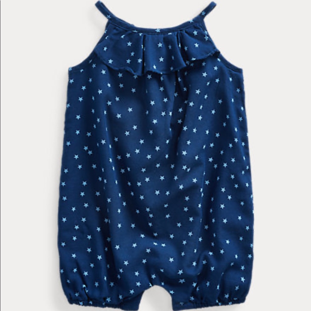 Ralph Lauren Baby Girl Star Bubble Shortall Denim